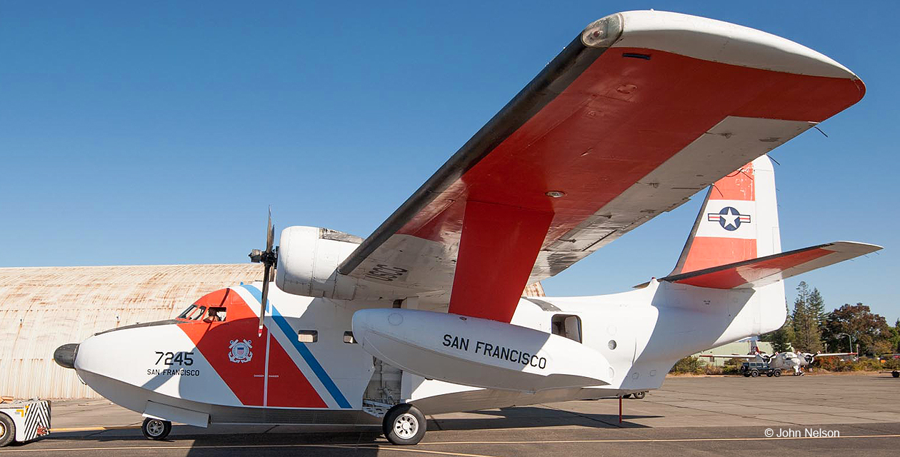 hu16e-albatross-pcam-07 HU-16E Albatross being towed to its display location at the 2016 Wings Over wine Country Air Show.