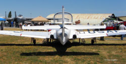 The T-37 Tweet on the field at the Pacific Coast Air Museum, viewed from the back.