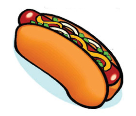 drawing of a hot dog on a bun