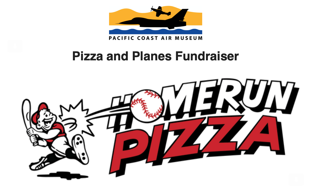 Image shows the logo for the air museum and homerun pizza